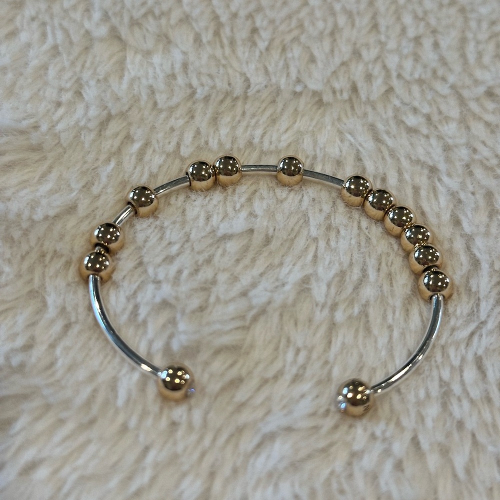 Elegant Gold and Silver Beaded Bracelet w/fidget beads that spin and move.